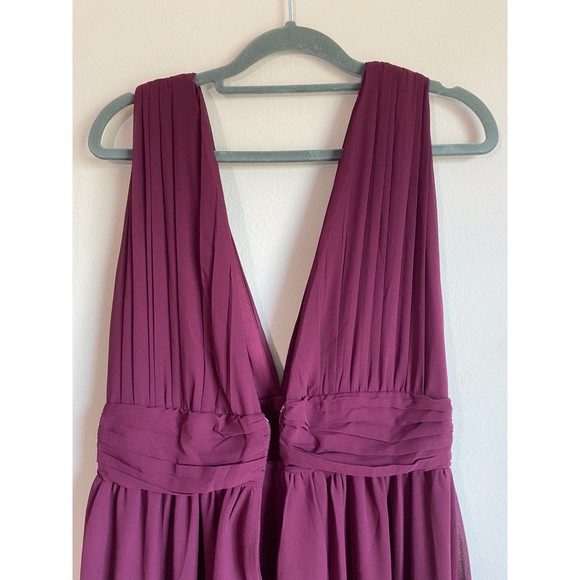 LuLus Heavenly Hues Burgundy Formal Chiffon Maxi Dress Medium Bridesmaid Prom - Picture 6 of 12
